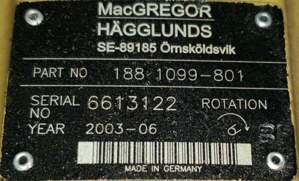 MacGregor Hägglunds Hydraulic Pump And Motor